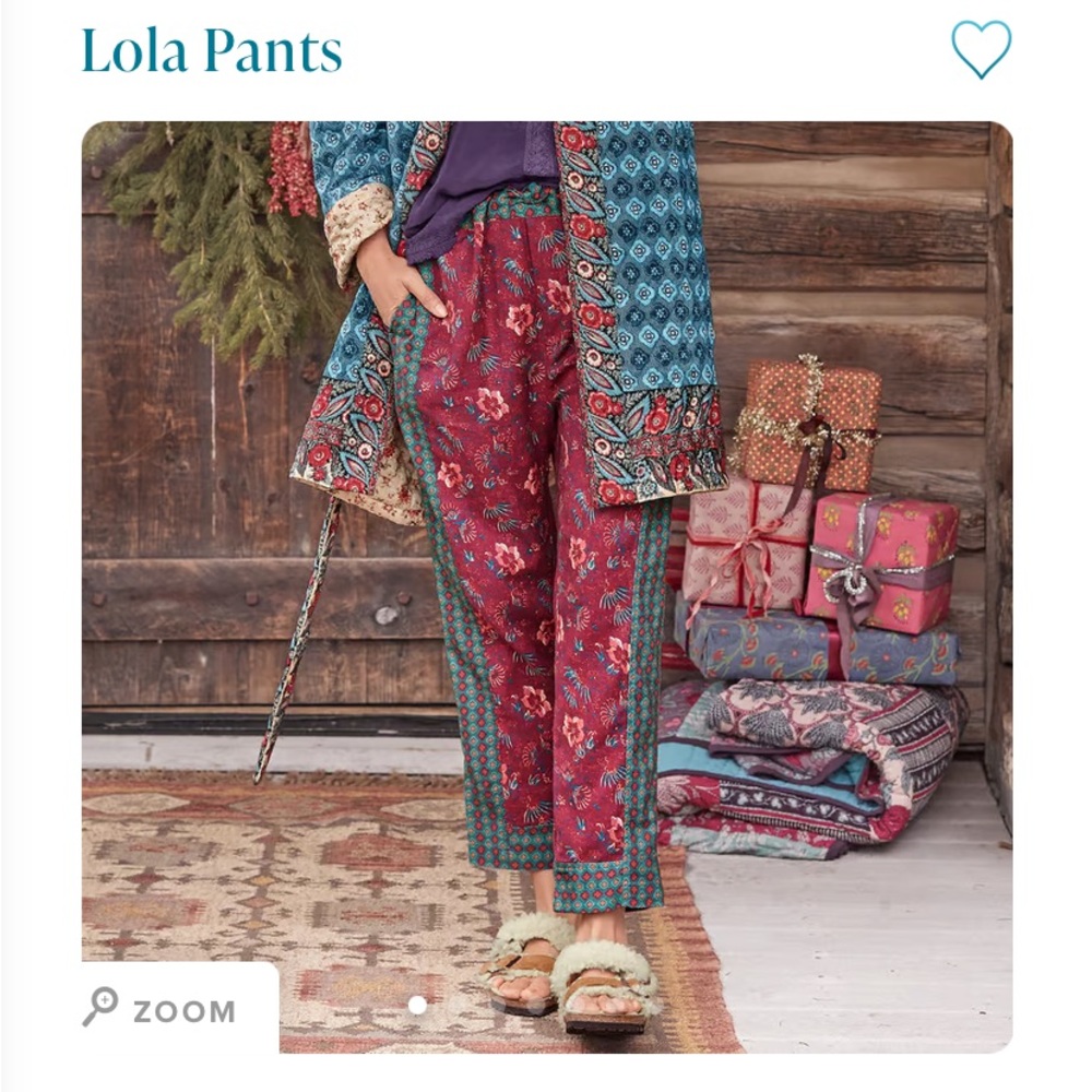 New Sundance Catalog Lola Floral Cotton Pants LP